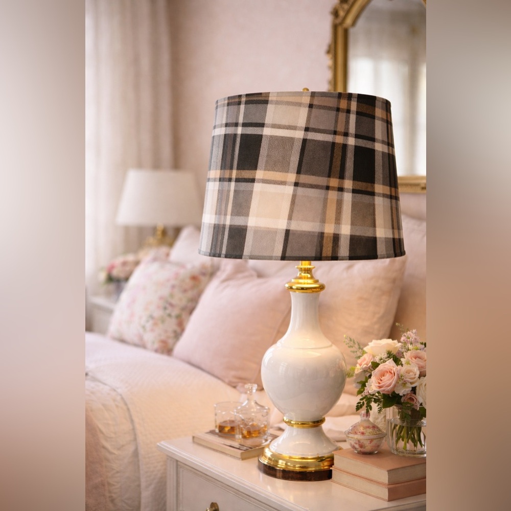 Designer Boutique Tapered Drum Lampshade | Chroma Luxe "Elodie" Plaid | 12x15x13